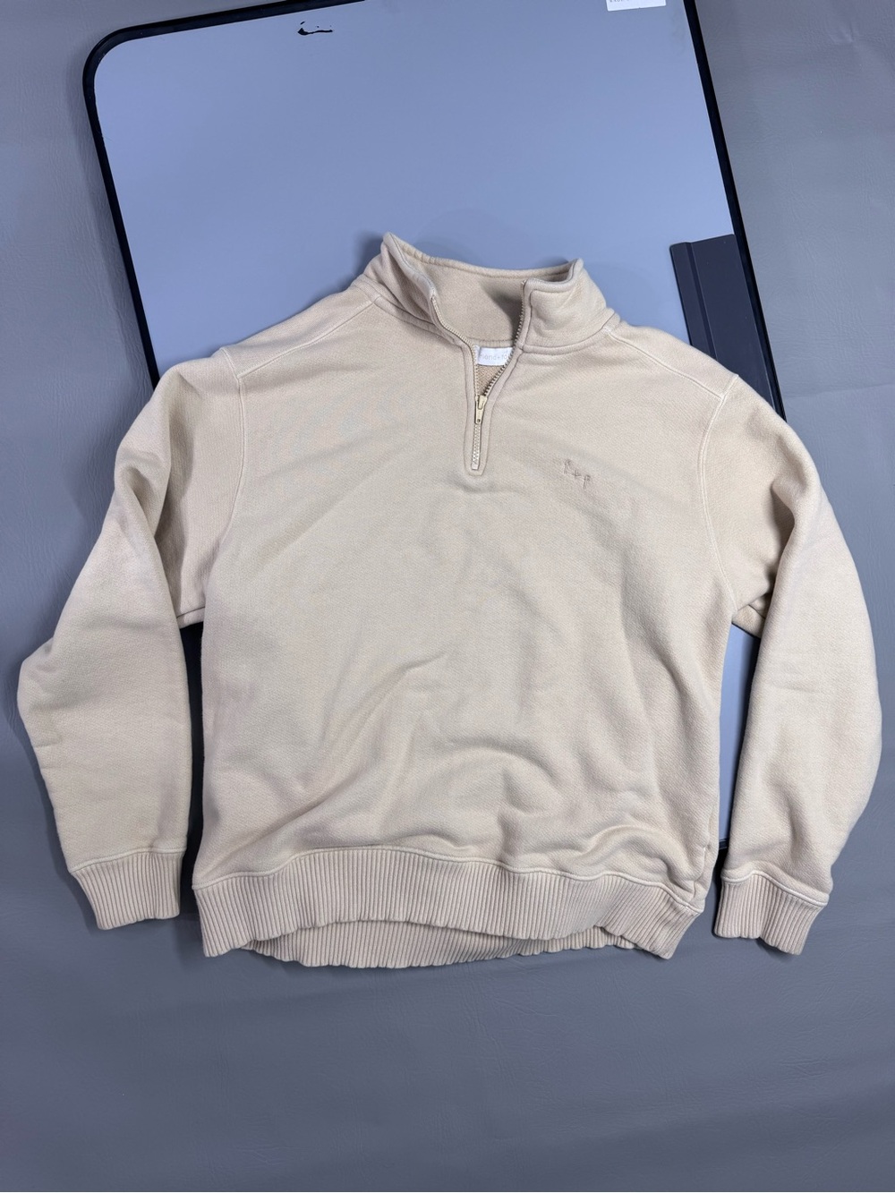 Friend + Folk Ace Organic Cotton Quarter Zip Sweatshirt Size IV / M